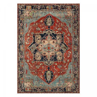 Tappeto orientale 120x160 rettangolo rosso e blu tessuto motivo ancestrale VEFU