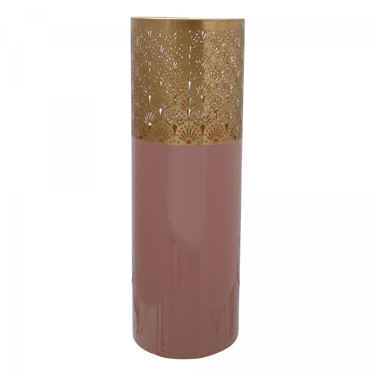 TIGU vaso in ferro fatto a mano 20x20x60 rosa e oro