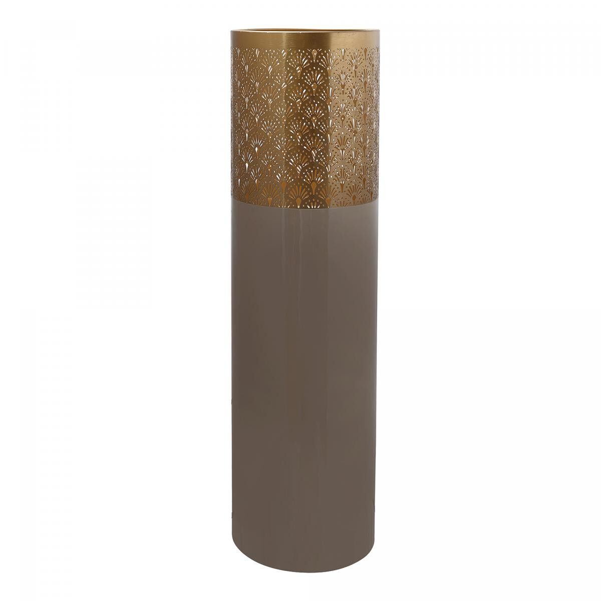 Vaso in ferro fatto a mano SUBI 25x25x90 tortora e oro