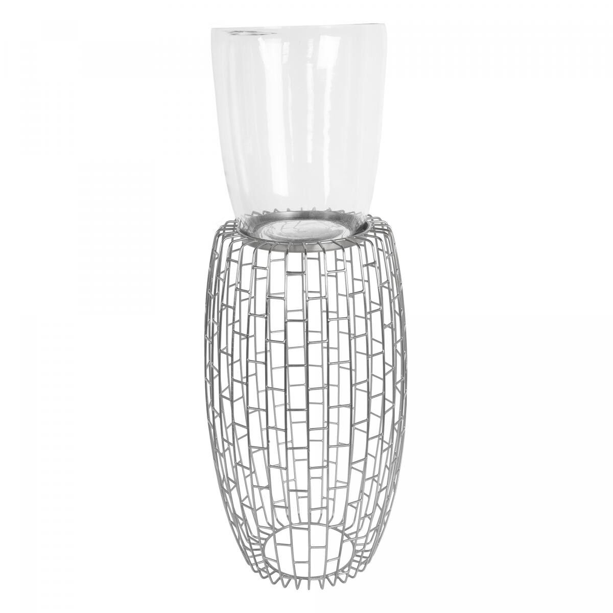 Portacandele in ferro fatto a mano CAJE - Argento - 28x28x73cm