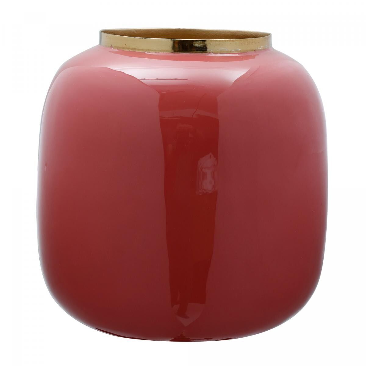 Vaso in ferro fatto a mano NIHI 17x17x16,5 corallo e oro