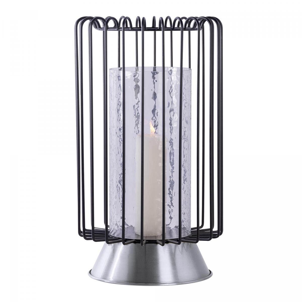 Portacandele in ferro fatto a mano GINE - Argento - 22,5x22,5x40cm