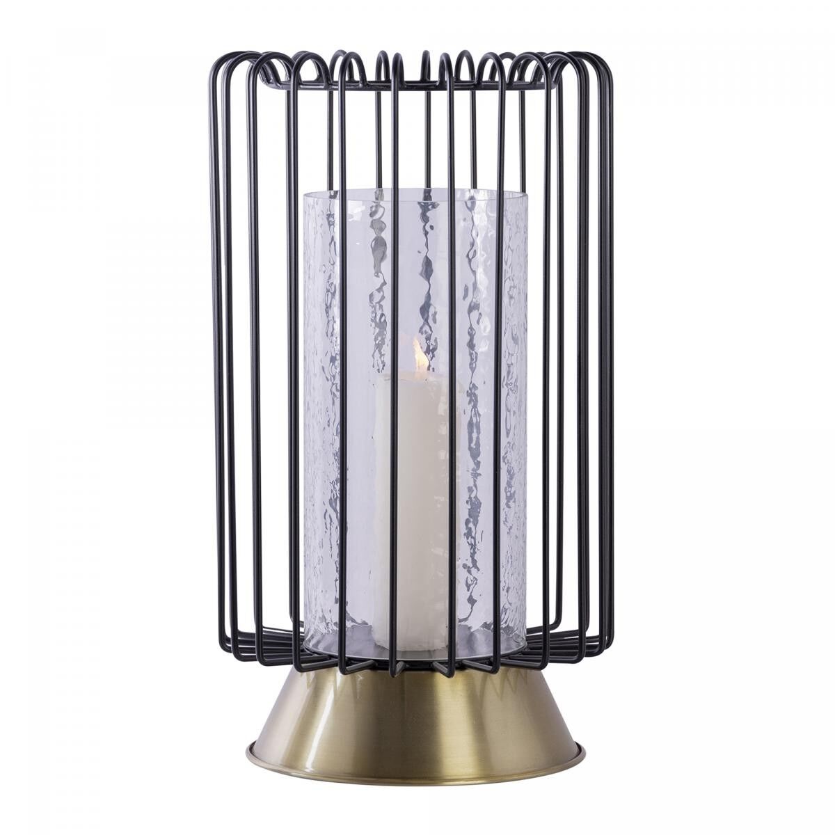 Portacandele in ferro fatto a mano GINE - Oro - 22,5x22,5x40cm