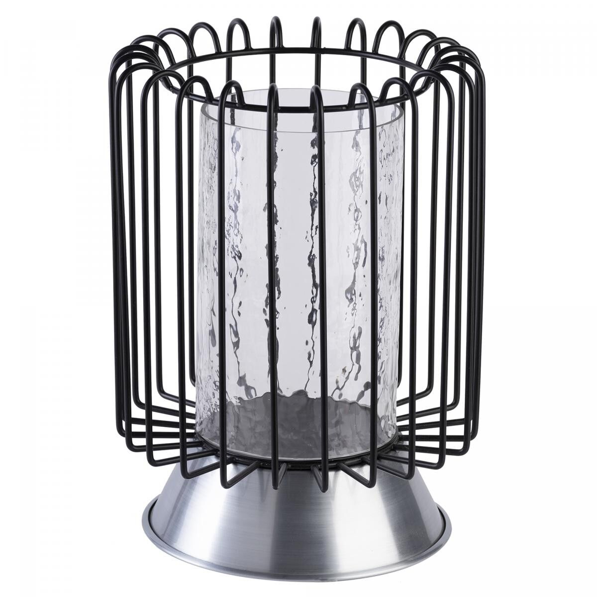 Portacandele FEVE fatto a mano in ferro - Argento - 22,5x22,5x31cm