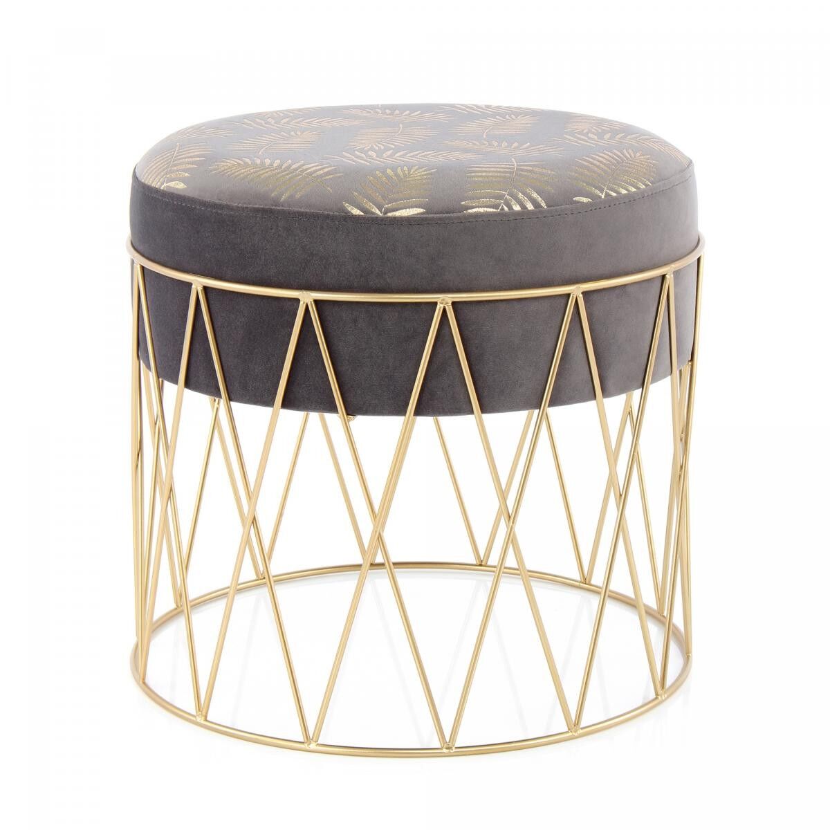 Sgabello LUDO semi-artigianale 40x40x37 grigio e oro