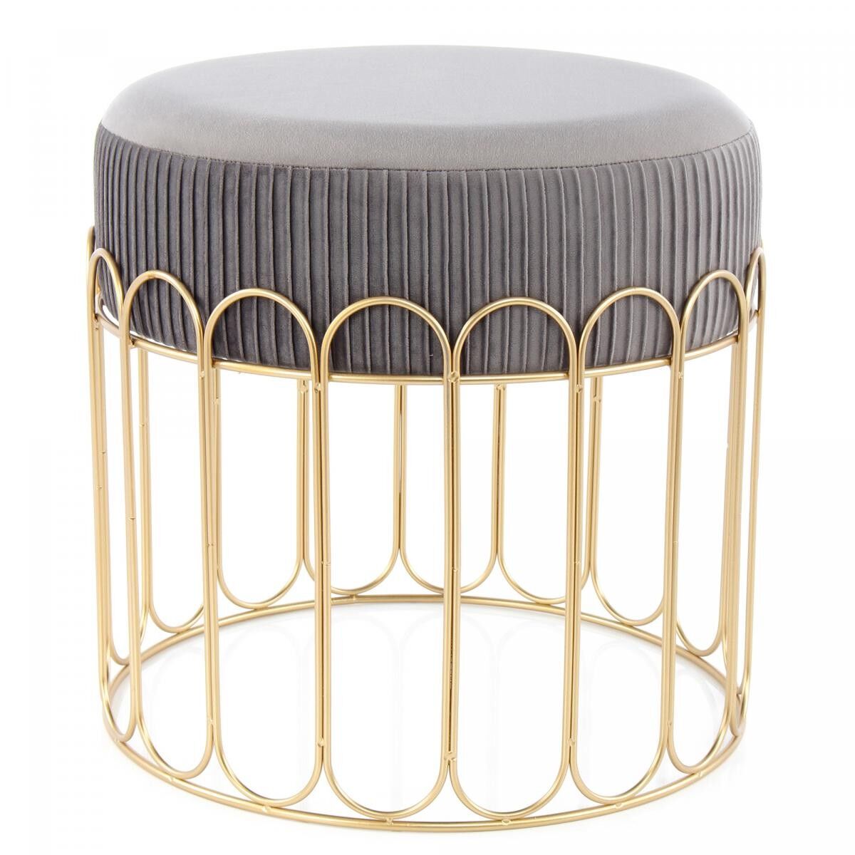 Sgabello semi-artigianale GETA 40x40x39 grigio e oro