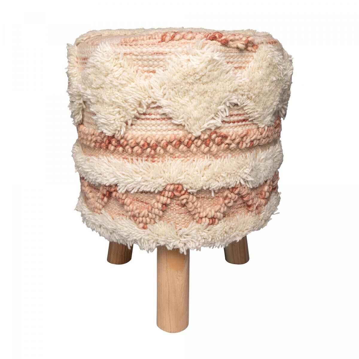 NEHU Sgabello/Pouf in Lana - Crema - 35x35x47cm