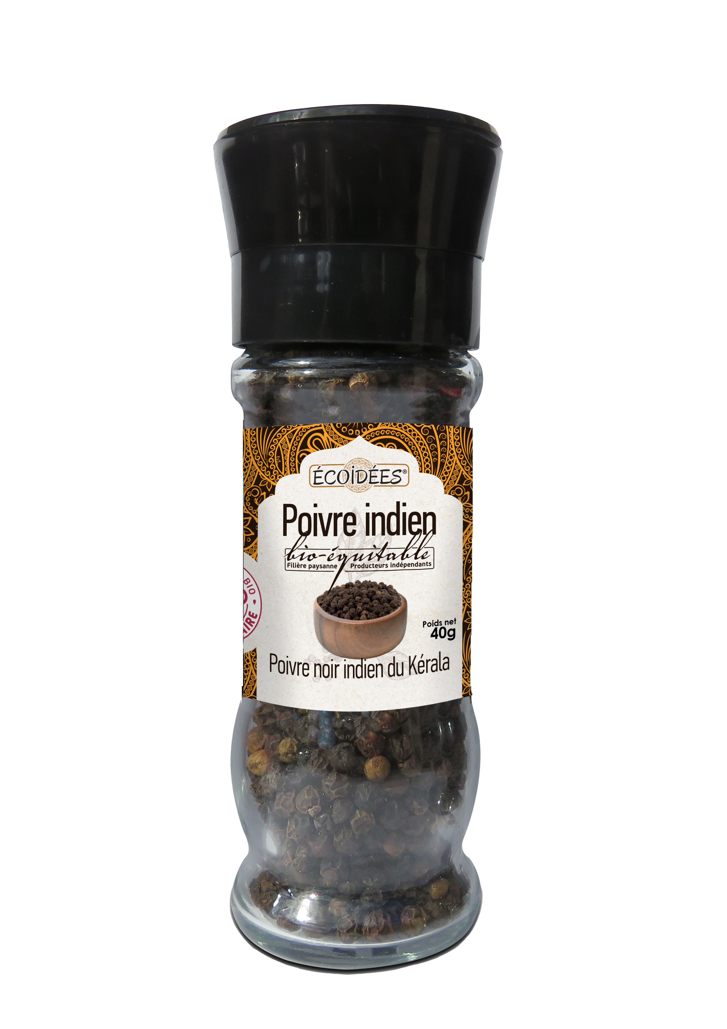 Poivre noir indien en grain BIO & EQUITABLE - 40g