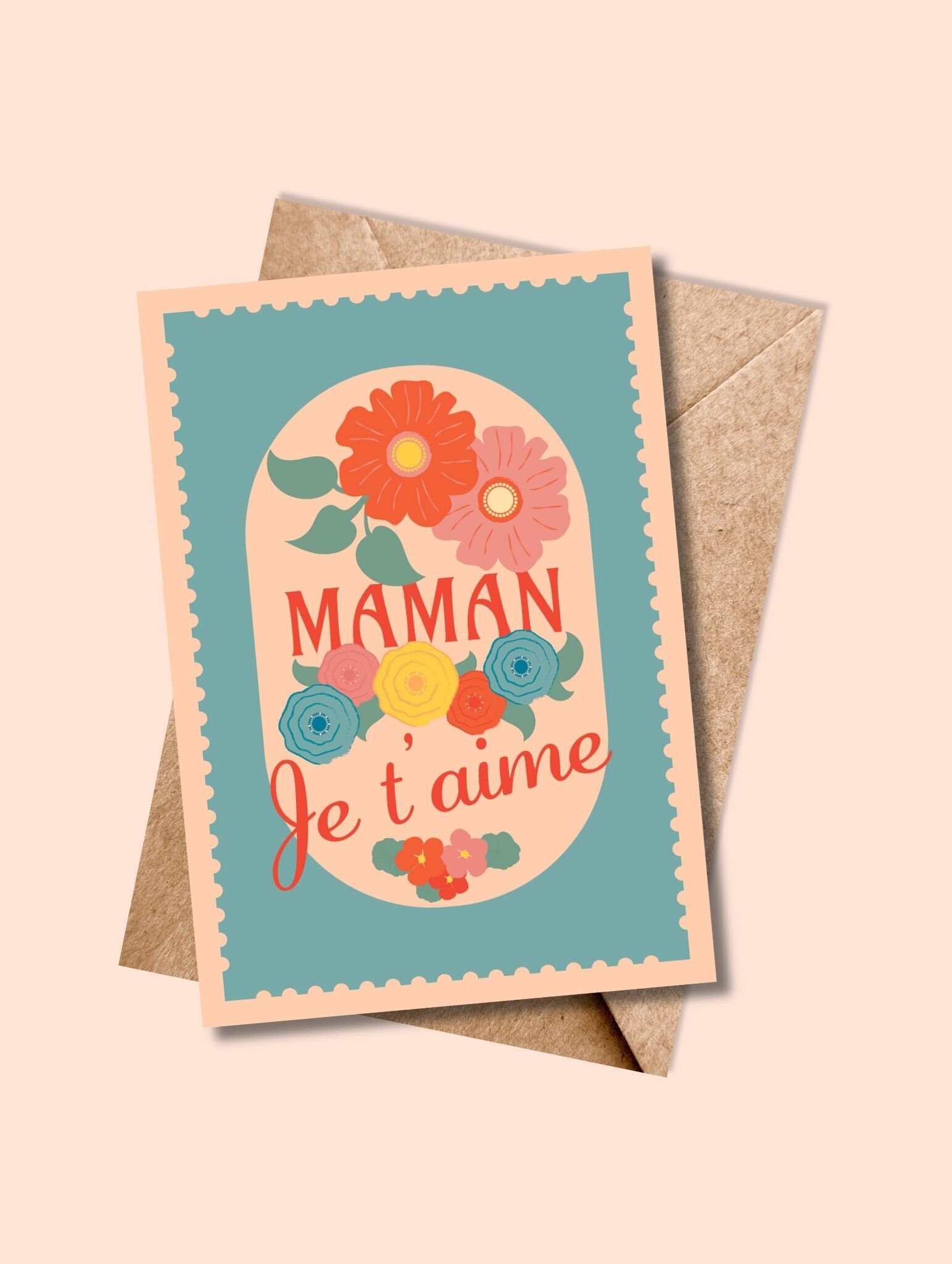 Postkarte MAMA, ich liebe dich - Illustration 10x15cm