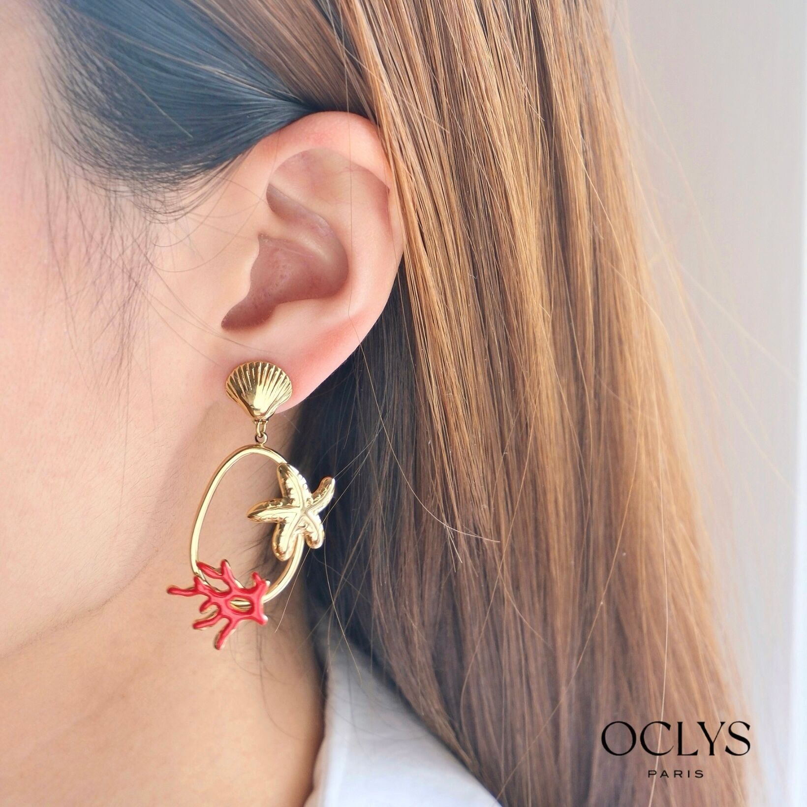 Orecchini Livia in acciaio inox color oro corallo