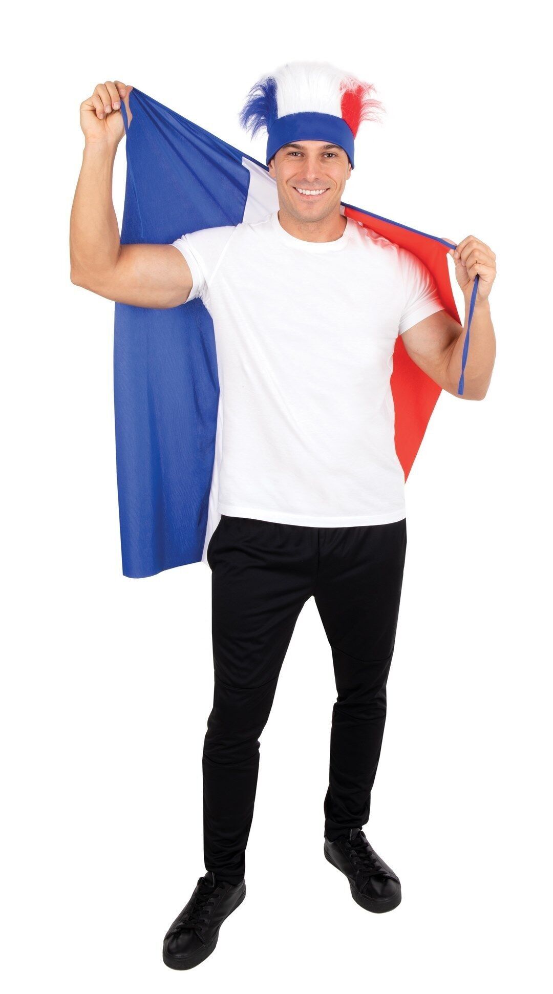 Umhang - blau, weiß, rot