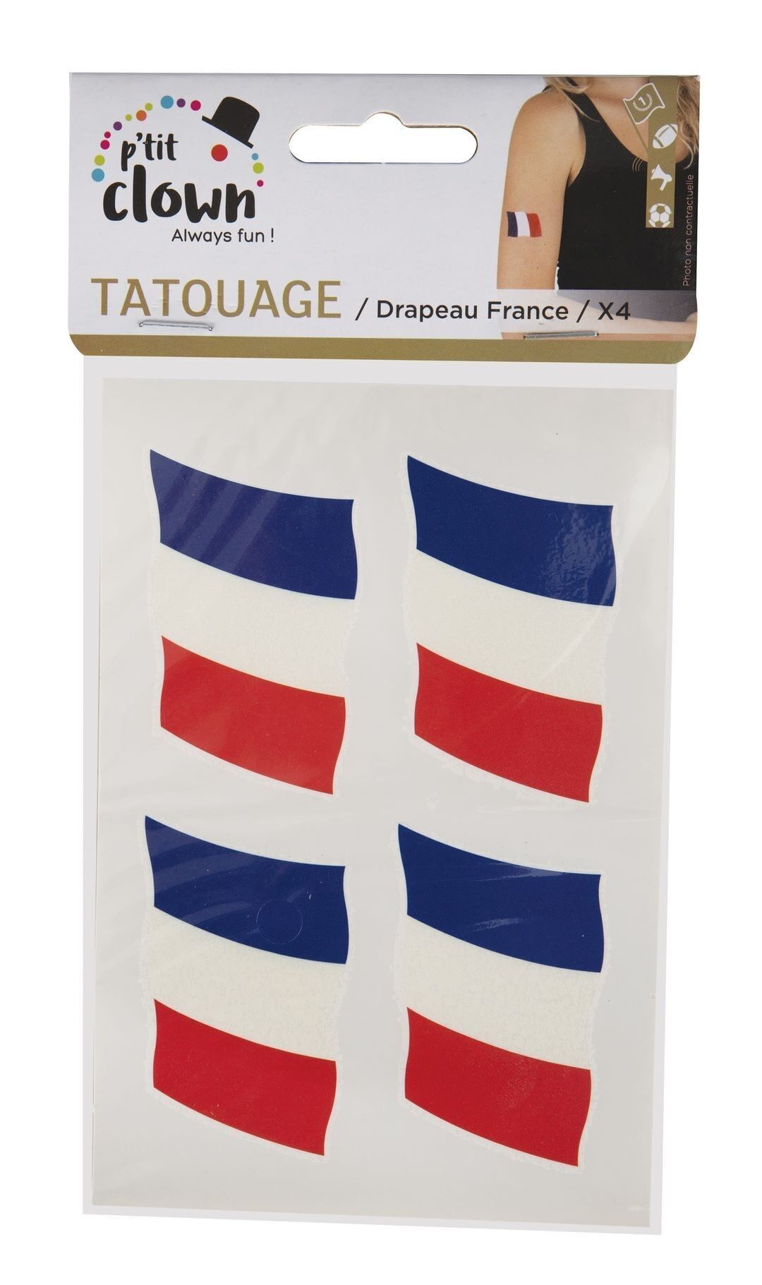 Frankreich Flagge Tattoo - 4er Set