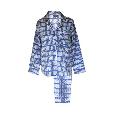 Ensemble pyjama et pantalon en coton pour femme, imprimé poisson bleu