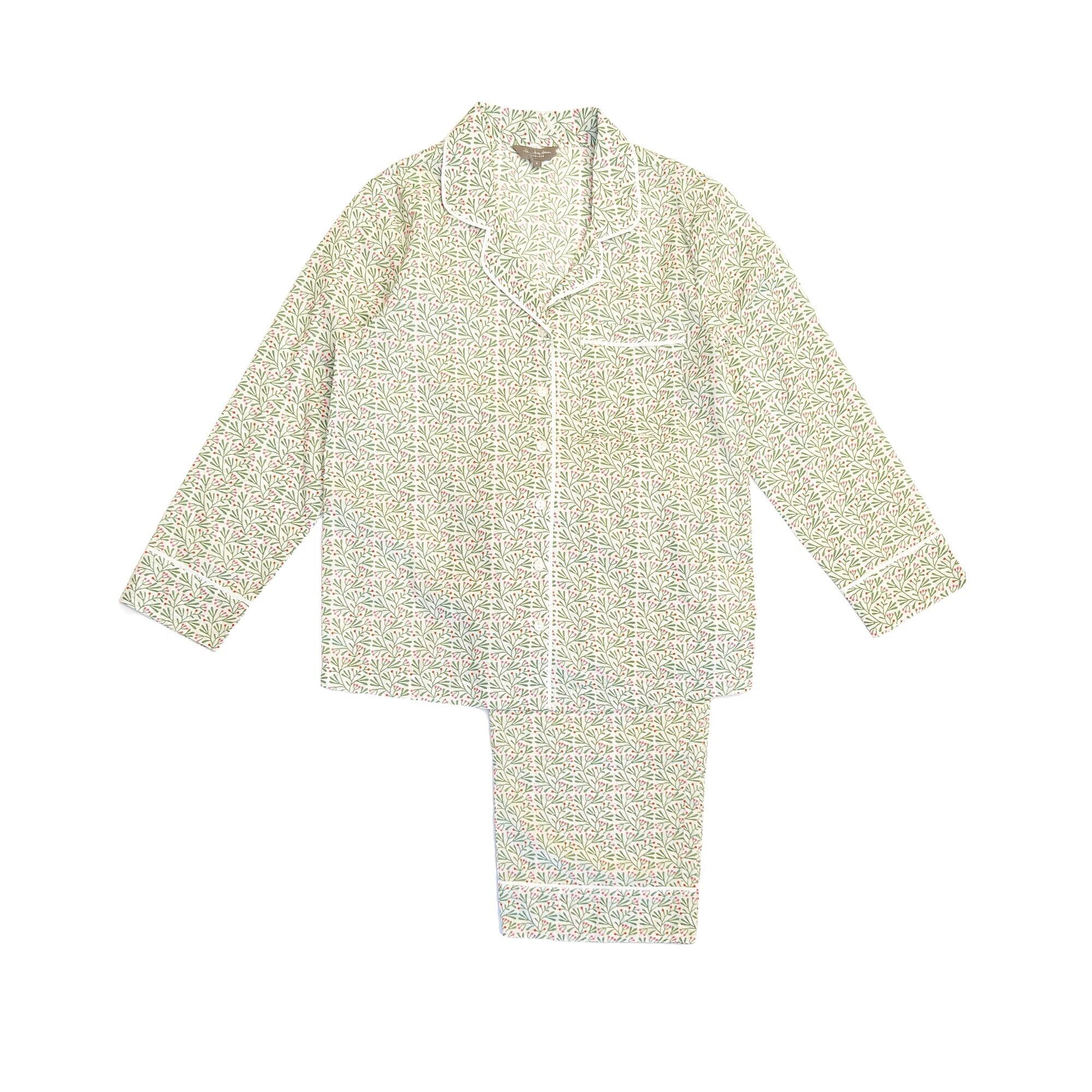 Completo pigiama e pantaloni in cotone da donna, verde bacca, arancione e rosa