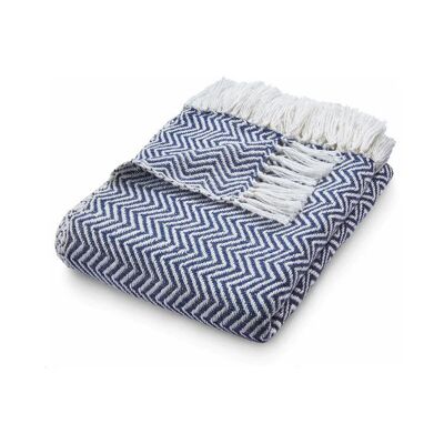 Coperta Hug Rug intrecciata a spina di pesce blu navy