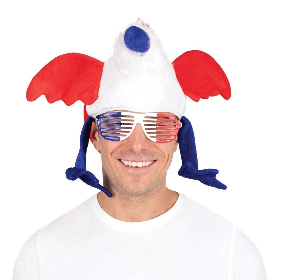 Hahnenmütze - blau, weiß, rot - Erwachsene