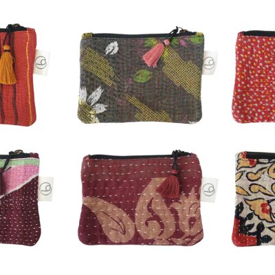 Set di 6 piccoli sacchetti Kantha n. 44