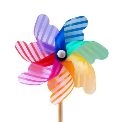 Magni | Moulin à vent arc-en-ciel et rayures, bioplast-paille de blé FSC 100% Ø16x30 cm.