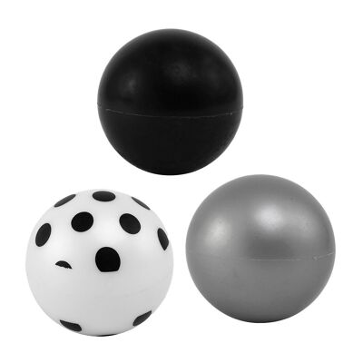Magni | Bolas de plástico, 3 en una red, negras, grises, punteadas