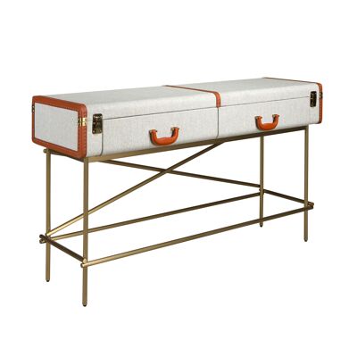 Console rectangulaire en tissu, noyer et acier doré poli 3271 Angel Cerdá