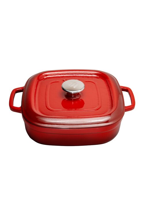 Sürel Cast iron square shallow casserole    26 cm red