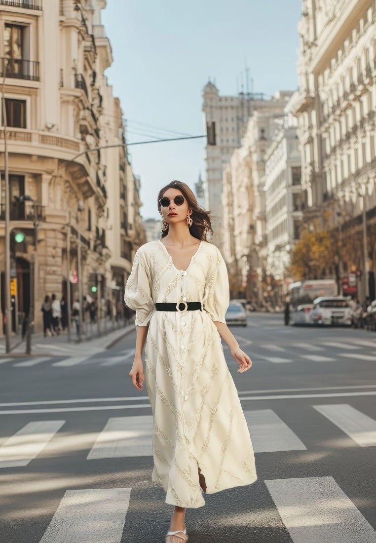 Vestido beige helecho