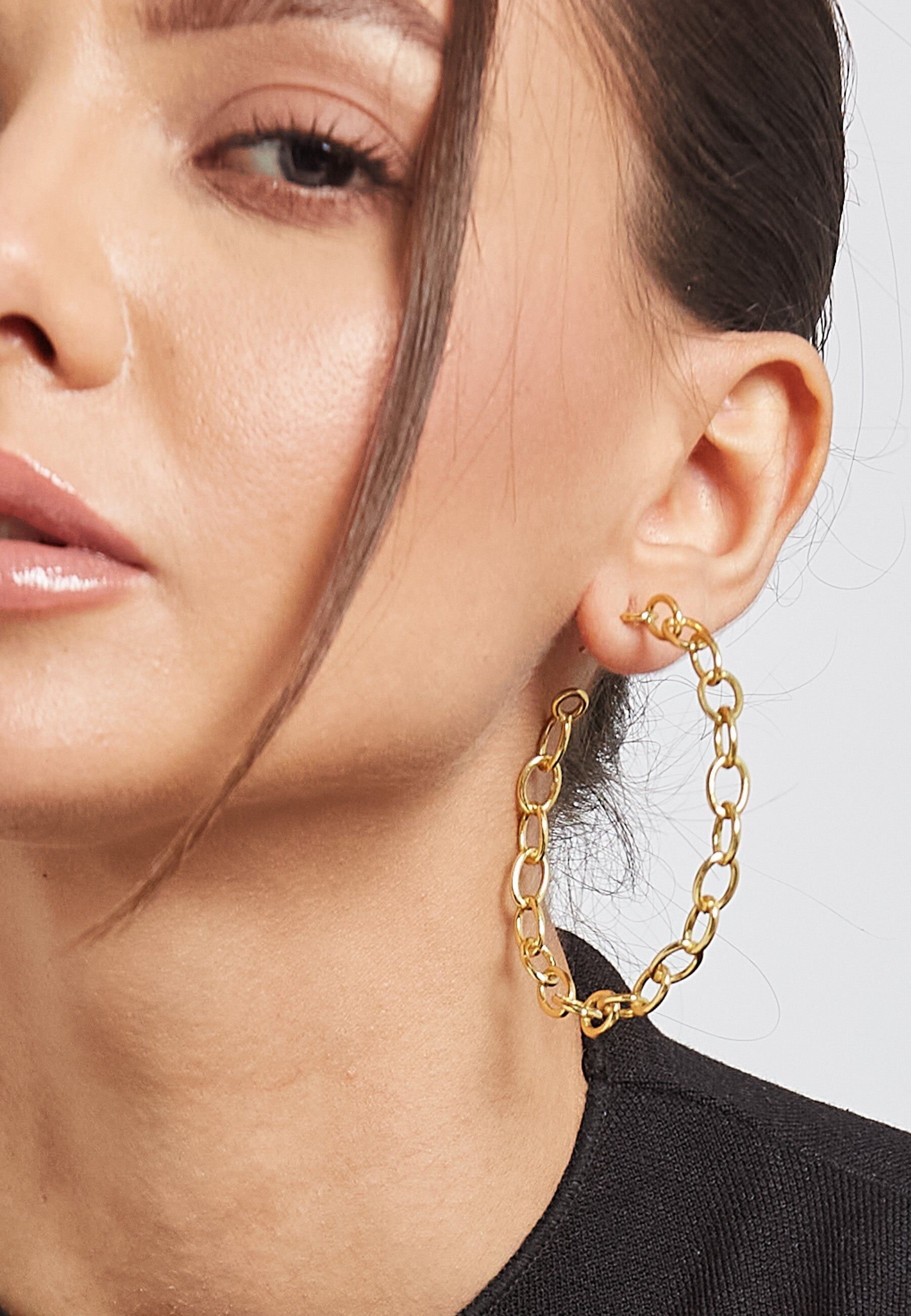Orecchini a cerchio a catena