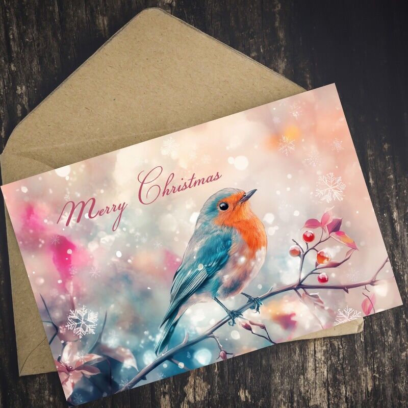 Christmas card Robin 1 Merry Christmas