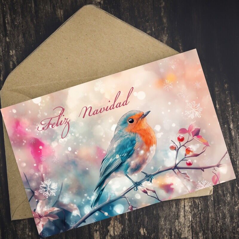 Christmas card Robin 1 Feliz Navidad