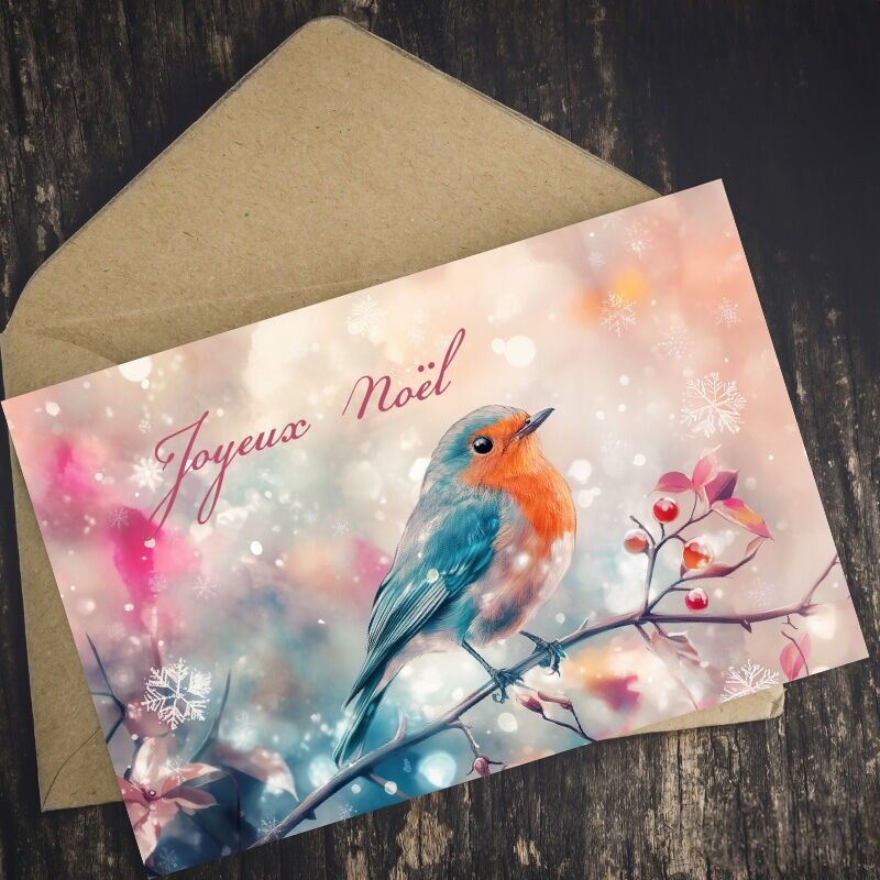 Christmas card Robin 1 Joyeux Noël