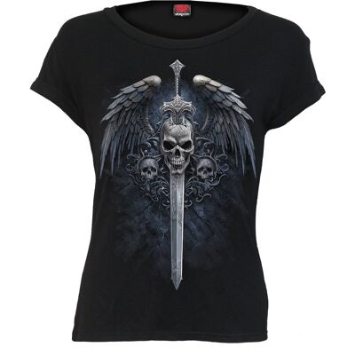 ESPADA DE ANGEL - Top negro con cuello barco y mangas cortas