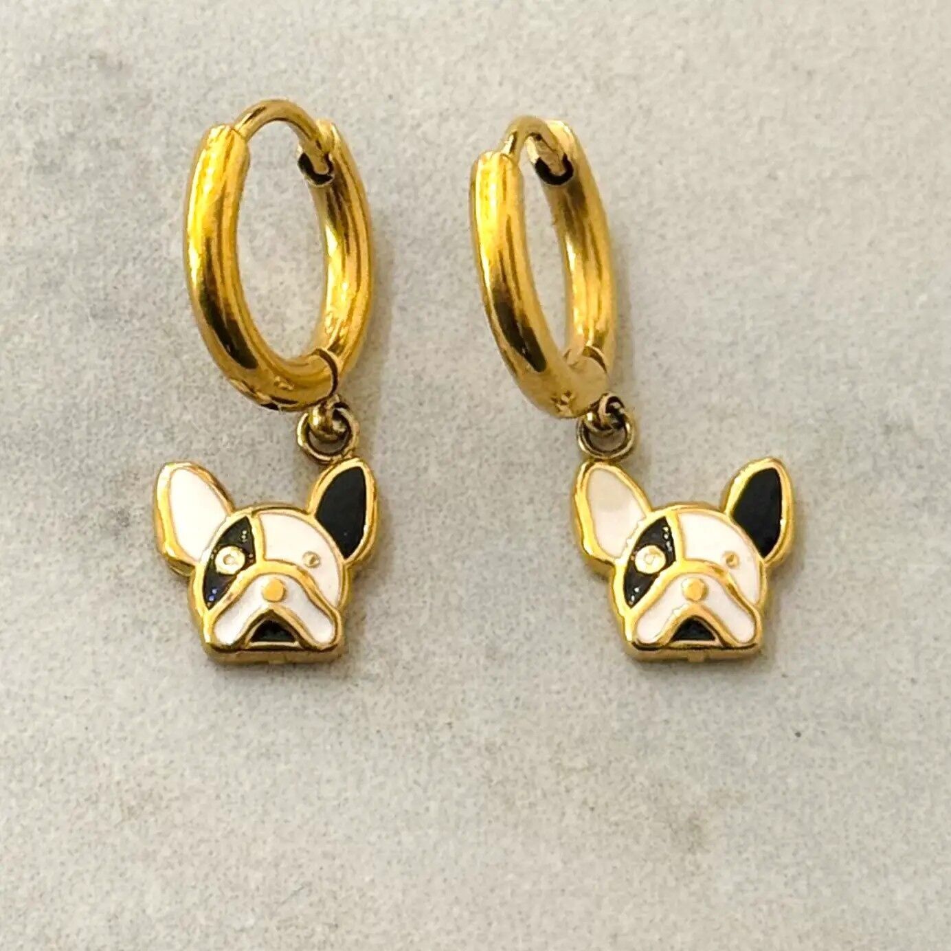 Orecchini a cerchio Bulldog francese