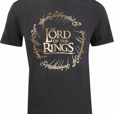 IL SIGNORE DEGLI ANELLI - LOGO IN FOGLIA D'ORO - T-shirt Acid Wash