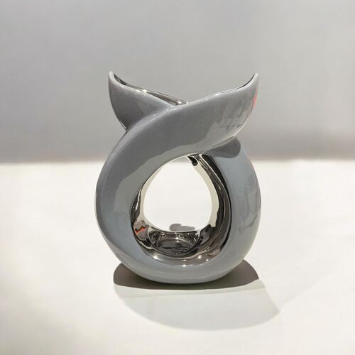 Crossover Ceramic Tea Light Wax Burner/Melter - Grey