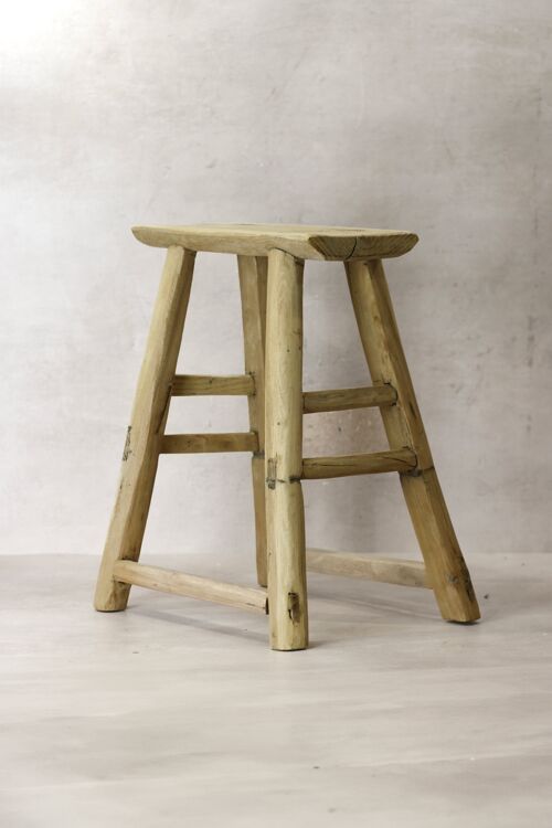 Vintage Rustic Elm Wood Stool - Medium - No 72