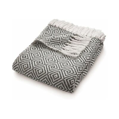 Jeté tissé à losanges Hug Rug, gris chaud