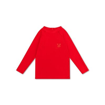 Articoli essenziali per il nuoto| Oh Granchio | Maglia da bagno a maniche lunghe UV beige/rosso