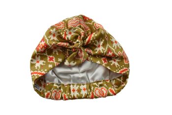 Turban de luxe 100% pure soie et enveloppement de tête - Liberty of London Gold Tapestry Hearts