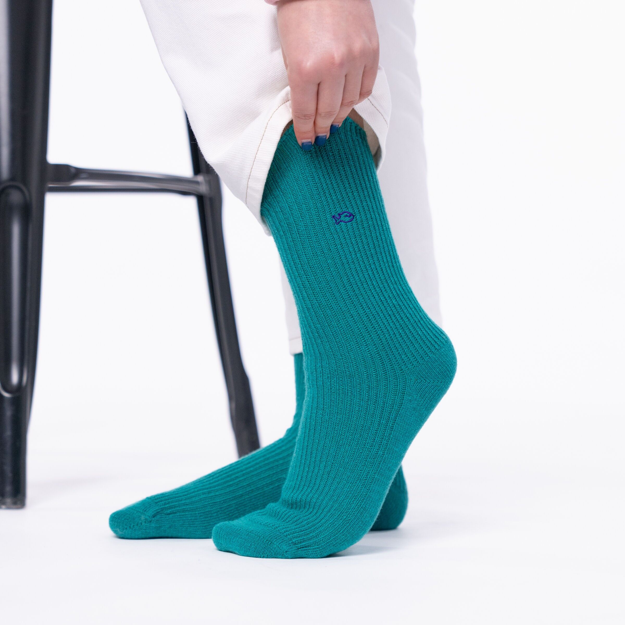 Calzini di lana con angora verde