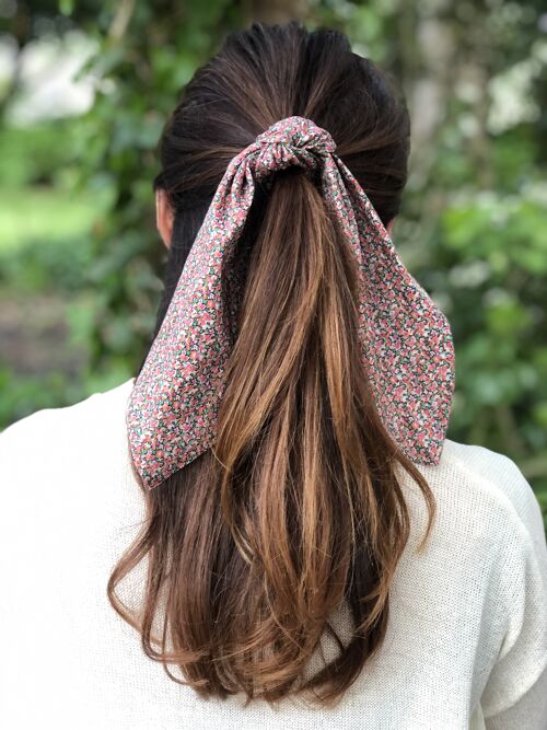 Scarf Tie Scrunchies - in Liberty of London Tana Lawn 100% Cotton prints (Various) - Pink Pepper - Long (10")