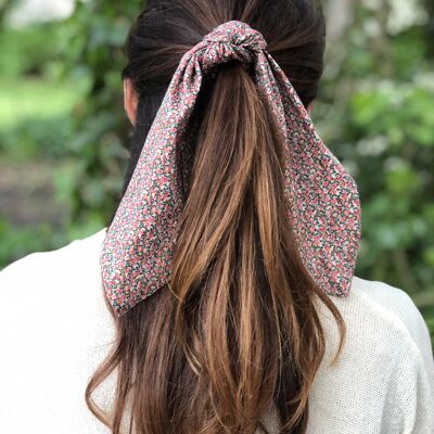 Scarf Tie Scrunchies - in Liberty of London Tana Lawn 100% Cotton prints (Various) - Pink Pepper - Long (10")