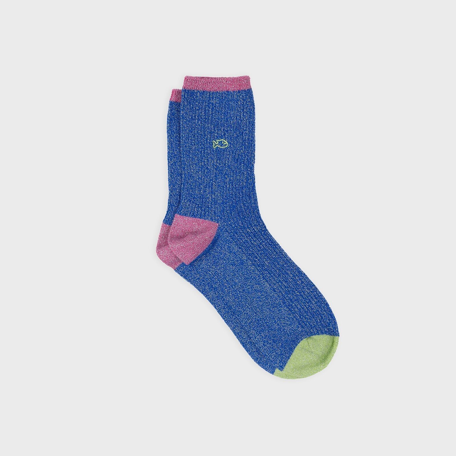 Calzini vintage in cotone pettinato blu elettrico