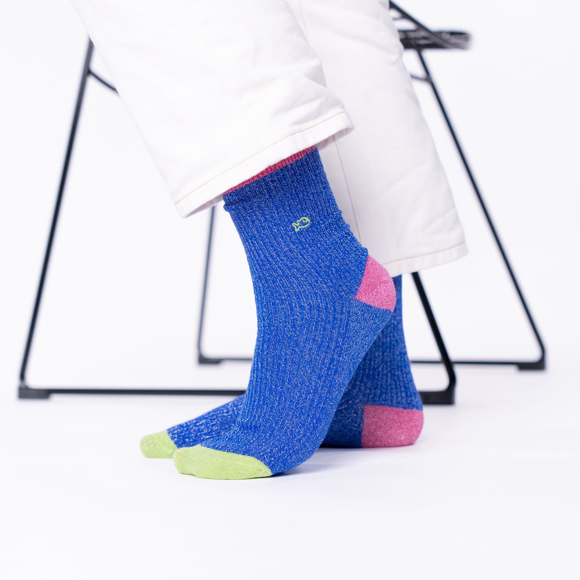 Vintage Electric Blue Combed Cotton Socks