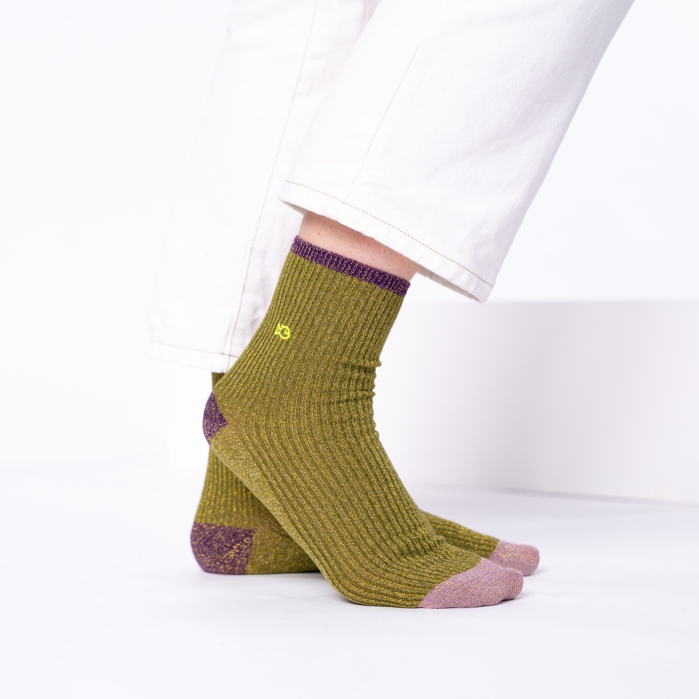 Calzini vintage in cotone pettinato color oliva