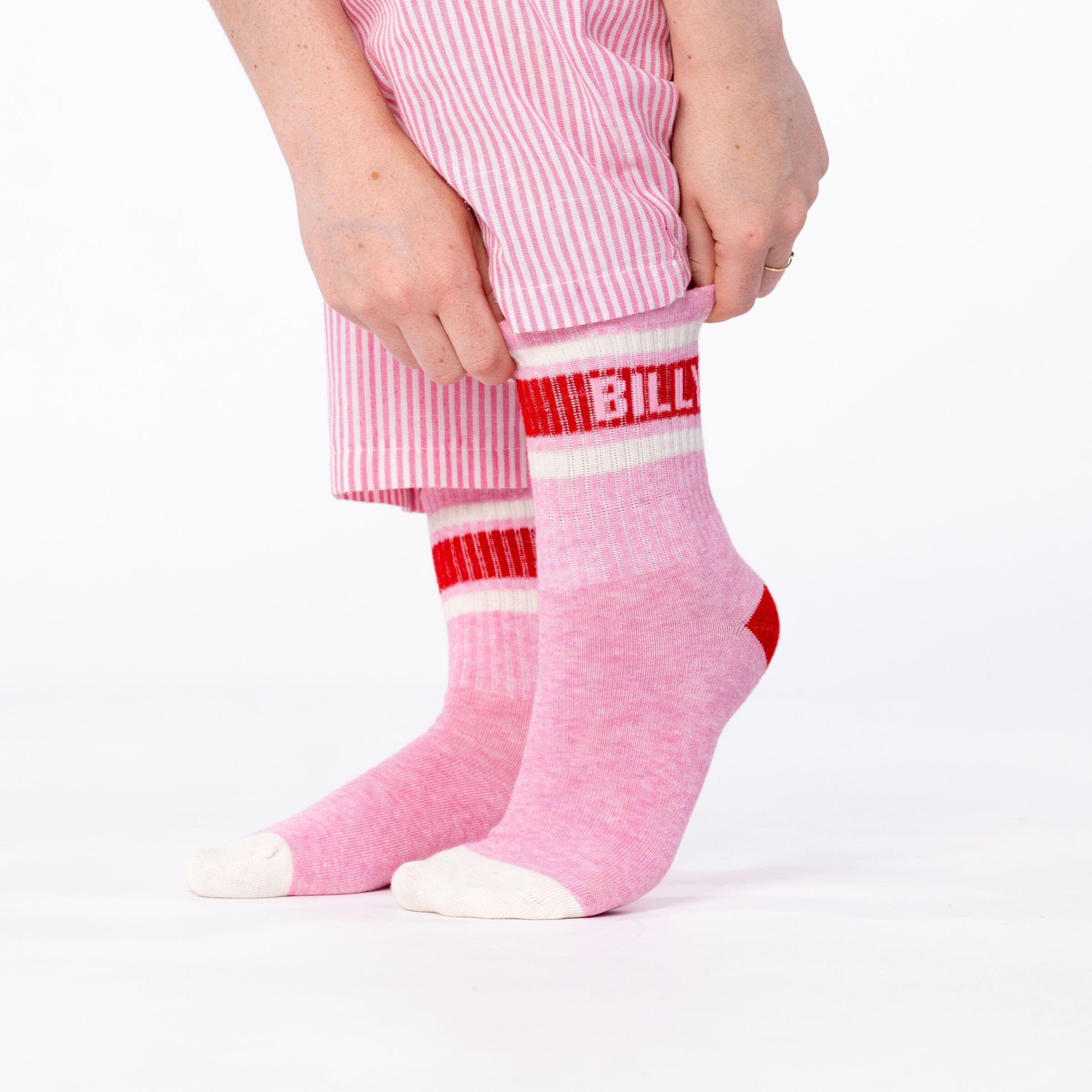 Calzini da tennis - A righe rosa, rosse e bianche