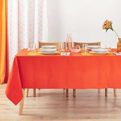 Nappe unie 100% lin toucher tissu Orange Foncé