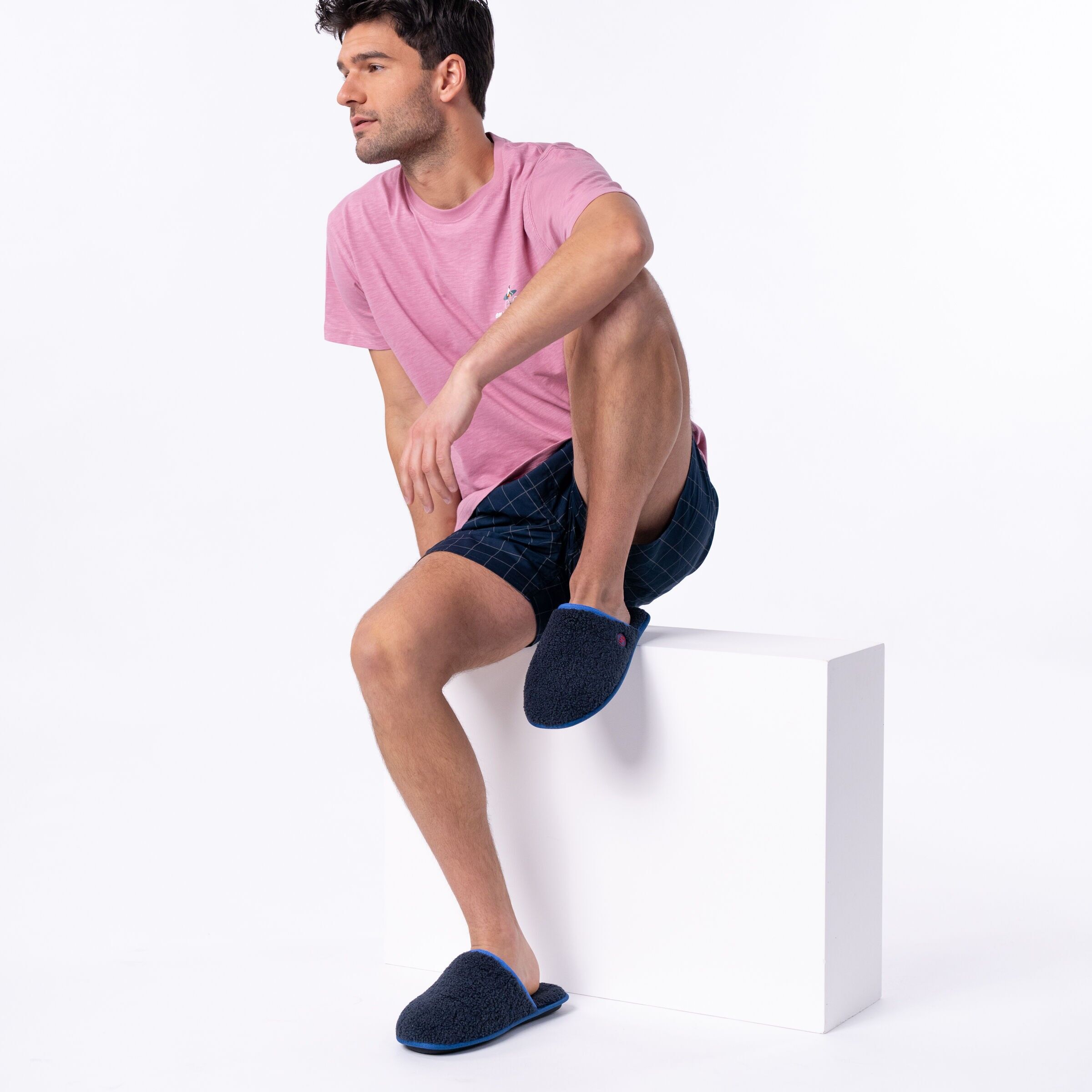 Pantofole in Sherpa blu navy