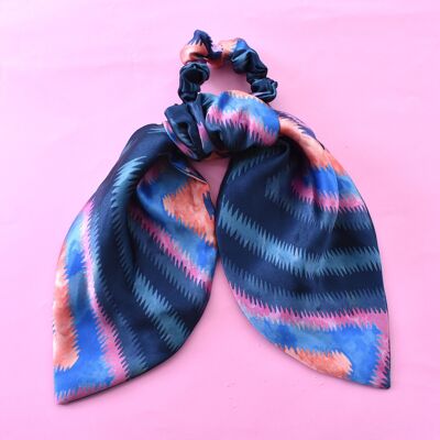 Scarf Tie Scrunchies - in Liberty of London pure silk (Various) - Geo Jewel Silk Satin - Long (10")