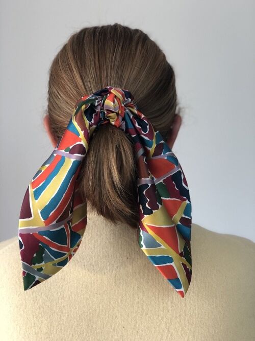 Scarf Tie Scrunchies - in Liberty of London pure silk (Various) - Ocean Breeze Silk Satin - Long (10")