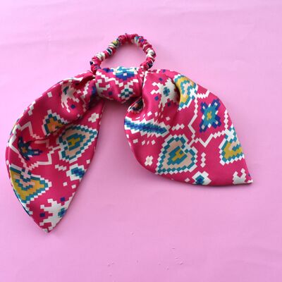 Scarf Tie Scrunchies - in Liberty of London pure silk (Various) - Tapestry Hearts Silk Satin - Midi (6")